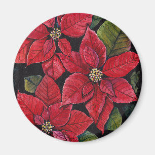 Imã Poinsettia Vibrante Em Aquarela