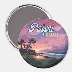 Imã Poipu Kauai Hawaii Beach Palm Trees Retro