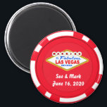 Imã Poker Chip Magnet Casado em Las Vegas<br><div class="desc">O Poker Chip Magnet Casou-se em Las Vegas. Personalize o texto facilmente com o modelo de formulário.</div>