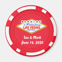 Poker Chip Magnet Casado em Las Vegas