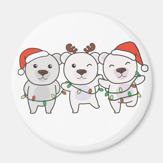 Imã Polar Bear Animais de Natal Bonitos (Frente)