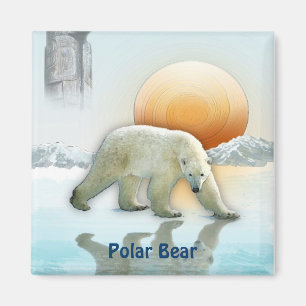 Imã Polar Bear Ártico Ártico Magneta de Arte