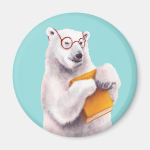 Imã Polar Bear Book Lover Nerdy