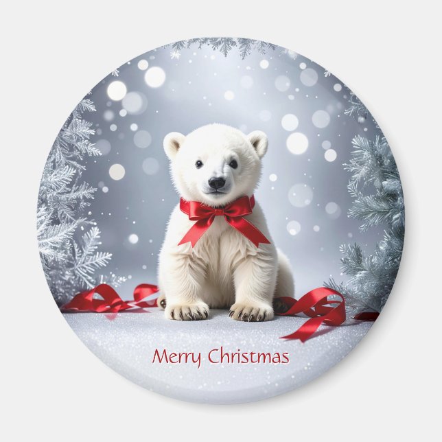 Imã Polar Bear Christmas Holiday Magnet (Frente)