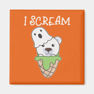 Imã Polar Bear Halloween Ghost I Gritar Ice Pun