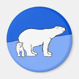 Imã Polar Bear Mãe e Pintura em Cubo - Arte Selvagem
