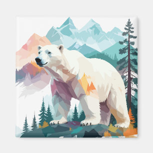 Imã Polar Bear Vetor Arte Animal Majestosa Natureza Se