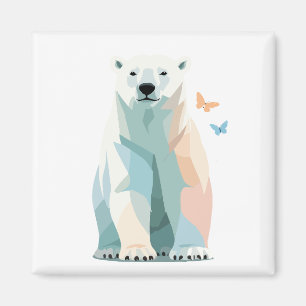 Imã Polar Bear Vetor Pintura Adorável Arte Animal