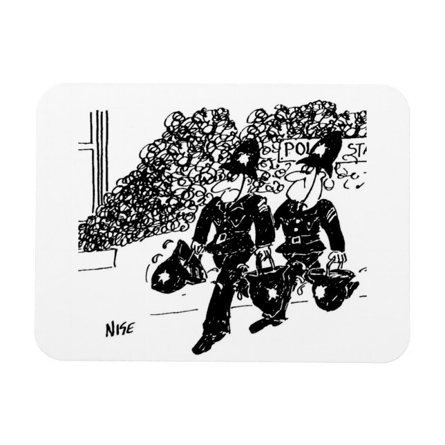 Ímã Polícia apaga fogo com água em capacetes (Horizontal)