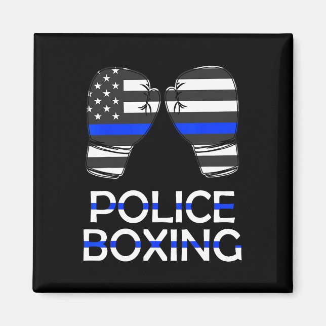 Imã Policial Boxando Linha Azul Luvas Esportivas Prese (Frente)