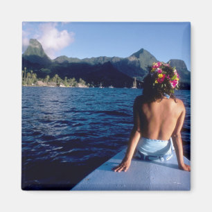 Imã Polinésia Francesa, Moorea. Mulher desfrutando da