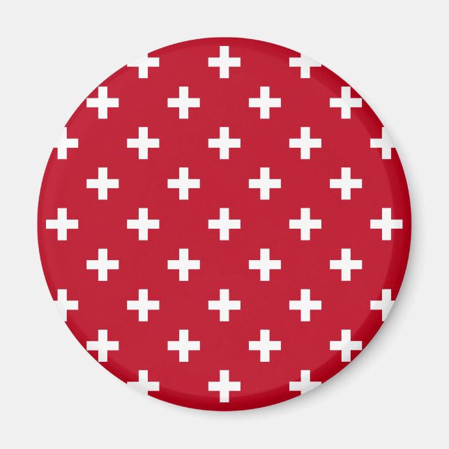 Imã Polka branca cruza em vermelho (Frente)