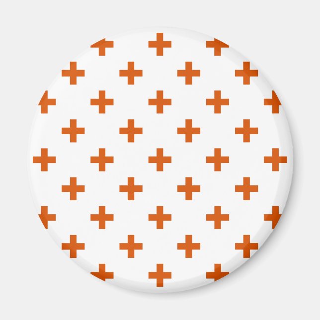 Imã Polka laranja cruza em branco (Frente)