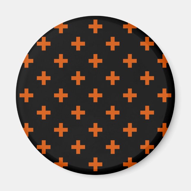 Imã Polka laranja cruza preto (Frente)