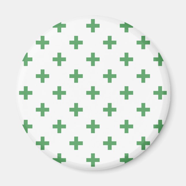 Imã Polka verde cruza em branco (Frente)