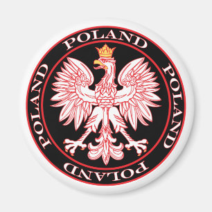 Imã Polonês redondo Eagle do vermelho