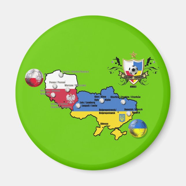 Imã Polônia Ucrânia 2012 Mapa do Futebol Europeu (Frente)