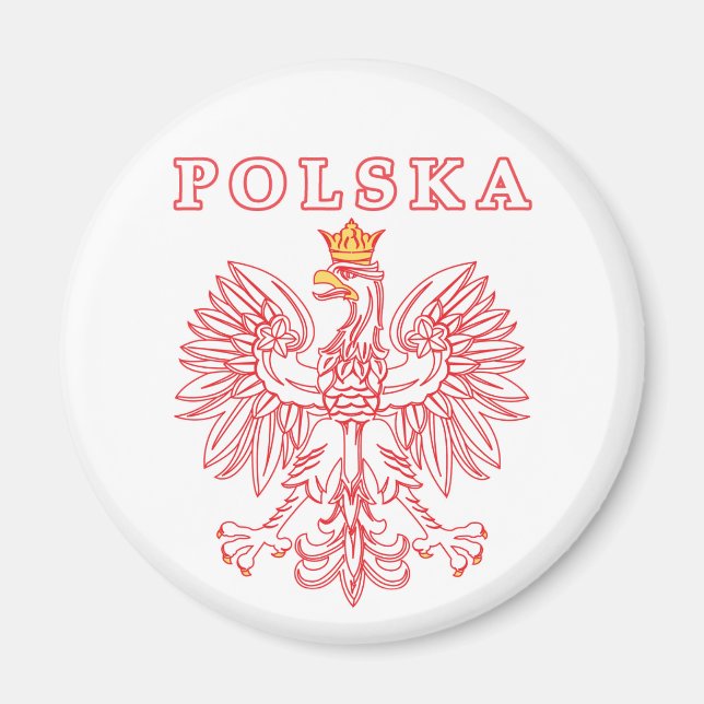Imã Polska Com Águia Polonesa Vermelha (Frente)