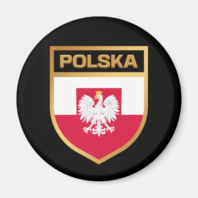 Imã Polska / Polônia Flag Shield & Emblem (Frente)
