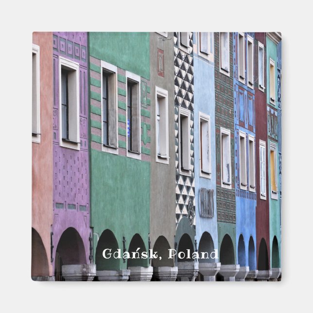 Imã Polska Polônia Gdańsk Cidade antiga vintage Polôni (Frente)