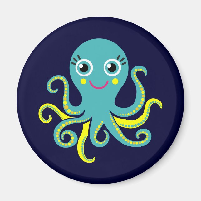Imã Polvo azul e amarelo (Frente)