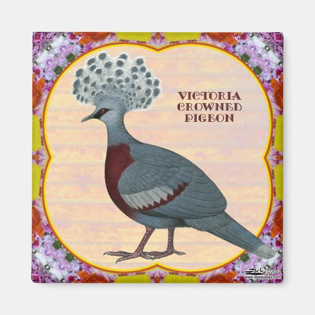 Imã Pombo Floral Coroado (Frente)