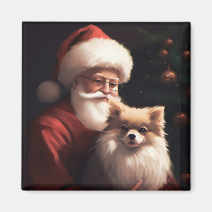 Imã Pomerânia com Papai Noel Natal Festivo