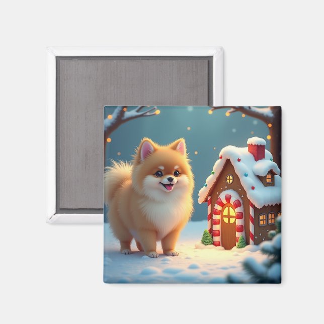 Imã Pomerânia na Vila de Pão de Mel Natal (Front/Back)