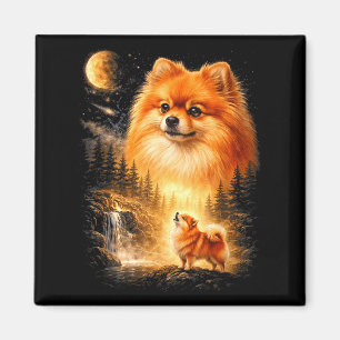 Imã Pomerânia uivando para a lua vintage místico faça