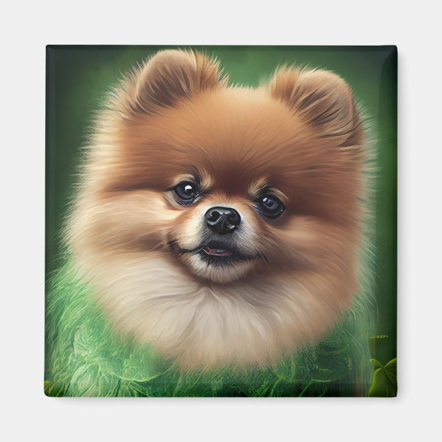 Imã Pomeranian Dog in St. Patrick's Day Dress (Frente)