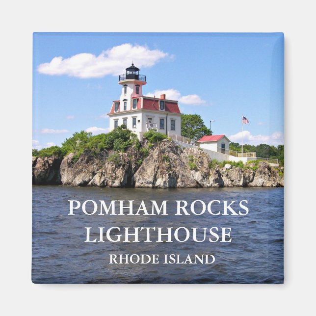 Imã Pomham Rocks Lighthouse, Rhode Island Magnet (Frente)