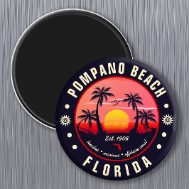 Imã Pompano Beach Florida Retro Sunset Souvenir
