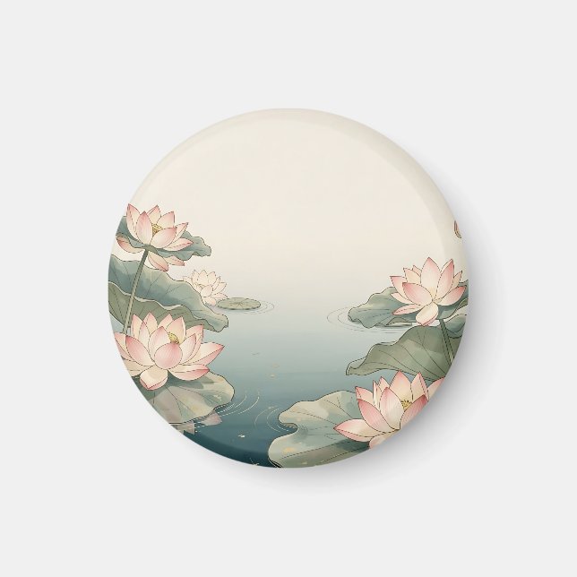 Imã Pond de Flores de Lótus Rosa Serenidade Zen (Frente)