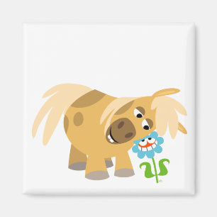 Imã Pônea de Cartoon de Letra e Magneta de Flor