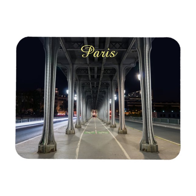Ímã Pont de Bir-Hakeim à noite - Paris, França (Horizontal)