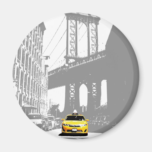 Imã Ponte Brooklyn Nyc Nova Iorque Amarelo Taxi (Frente)