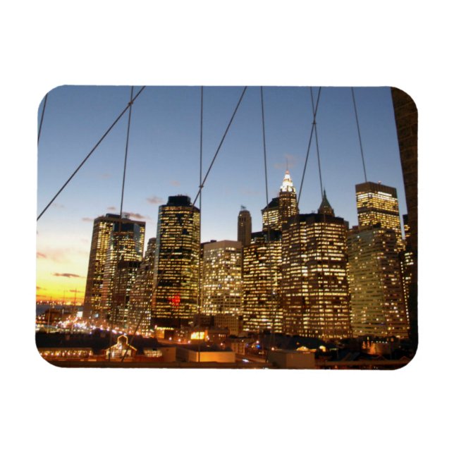 Ímã Ponte de Brooklyn ao anoitecer com a silhueta de M (Horizontal)