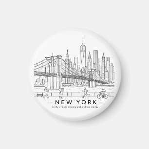 Imã Ponte de Brooklyn Nova York Arte de Linha Minimali