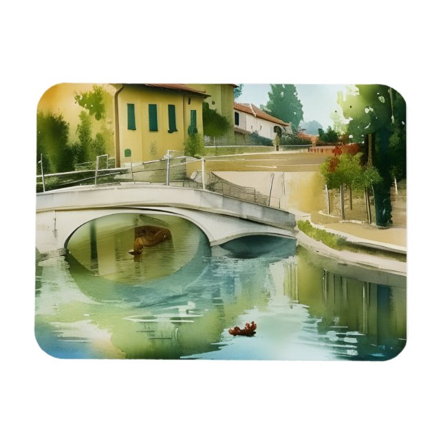 Ímã Ponte de Canal Cenário Aquarela  (Horizontal)