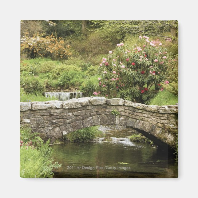 Imã Ponte De Pedra Antiga Através De Um Fluxo No Parqu (Frente)