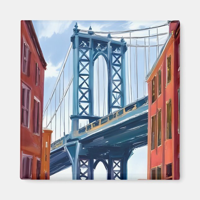 Imã Ponte Manhattan Nova York Pintura (Frente)
