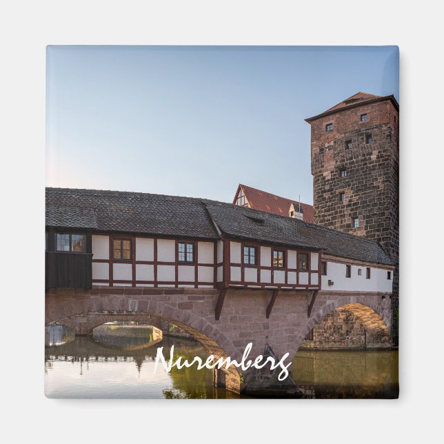 Imã Ponte medieval antiga em Nuremberga, Alemanha (Frente)