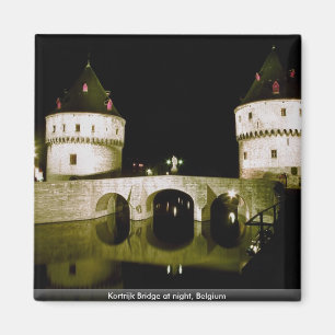 Imã Ponte na noite, Bélgica de Kortrijk