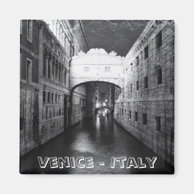 Imã Pontes de Veneza à Noite (Imã de geladeira) (Frente)