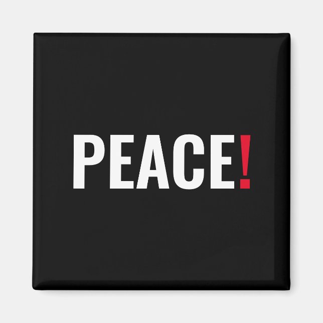 Imã Ponto de exclamação da paz negro, vermelho-branco, (Frente)