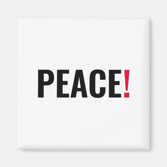 Imã Ponto de exclamação da paz vermelho-preto branco c (Frente)