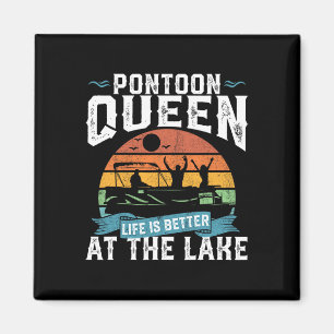 Imã Pontoon Queen Funny Barco Lake Pontooning Womens
