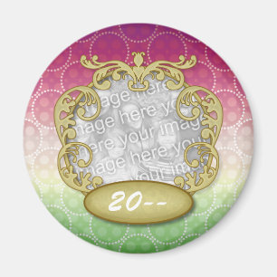 Imã Pontos amarelos verdes vermelhos do primeiro Natal