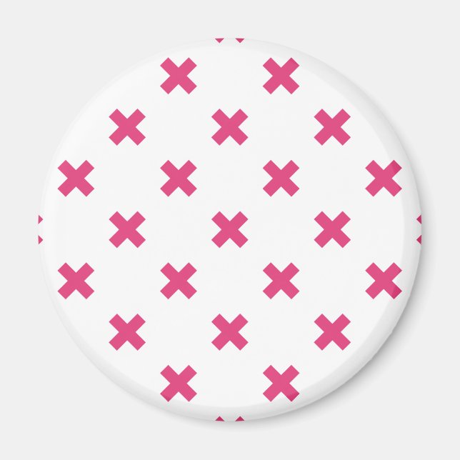 Imã Pontos cruzados de Fuchsia em branco (Frente)