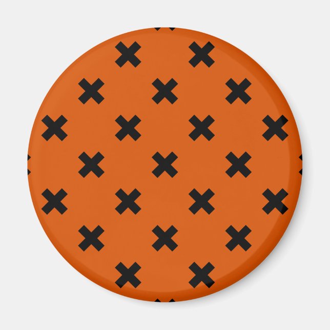Imã Pontos de cruz pretos em laranja (Frente)